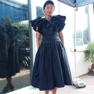 Vinatge Blue Ruffle Dress